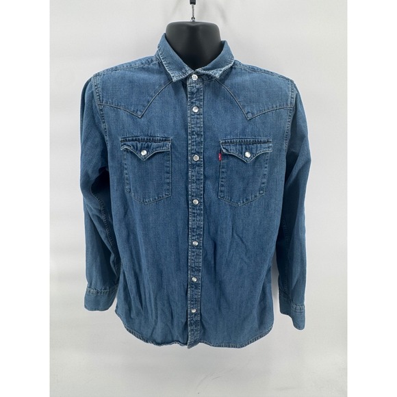 Levi Strauss Mens Denim Western Snap Button Long Sleeve Shirt Size S - Picture 2 of 7